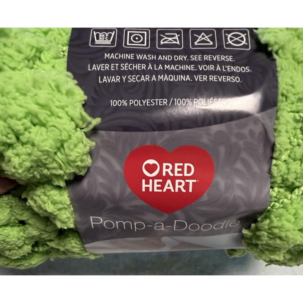 Pomp A Doodle Yarn Lime Green Red Heart Pom Pom 3 Skeins 14 yds Each E875 6024 - Picture 2 of 7